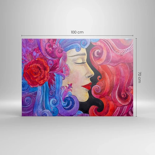 Cuadro sobre lienzo - Impresión de Imagen - Inspiración en rojo y violeta - 100x70 cm