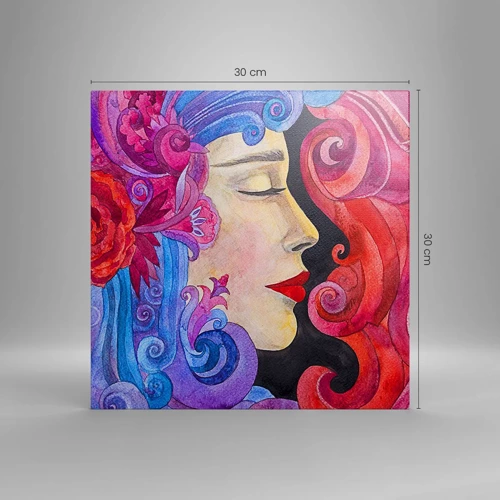 Cuadro sobre lienzo - Impresión de Imagen - Inspiración en rojo y violeta - 30x30 cm