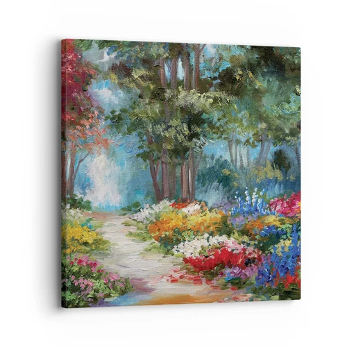 Cuadro sobre lienzo - Impresión de Imagen - Jardín forestal, bosque floral - 30x30 cm