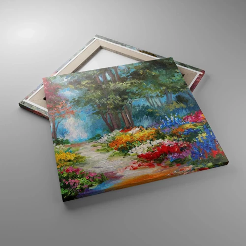 Cuadro sobre lienzo - Impresión de Imagen - Jardín forestal, bosque floral - 50x50 cm