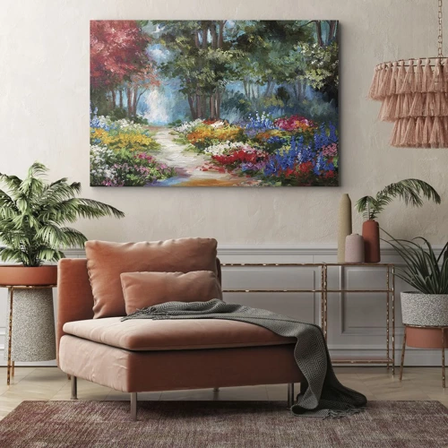 Cuadro sobre lienzo - Impresión de Imagen - Jardín forestal, bosque floral - 70x50 cm