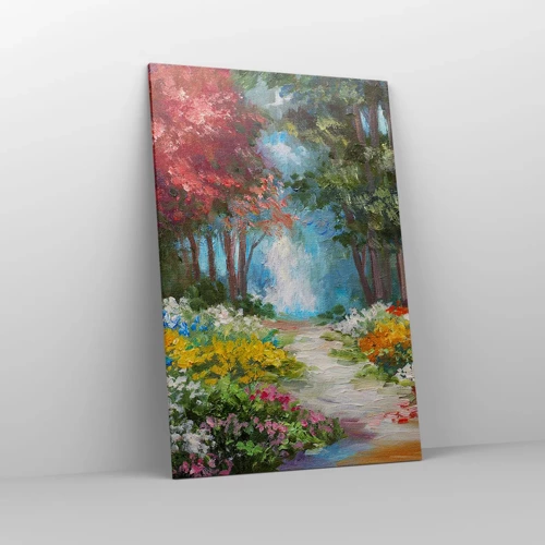 Cuadro sobre lienzo - Impresión de Imagen - Jardín forestal, bosque floral - 80x120 cm