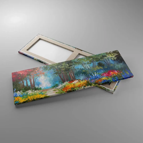 Cuadro sobre lienzo - Impresión de Imagen - Jardín forestal, bosque floral - 90x30 cm
