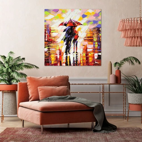 Cuadro sobre lienzo - Impresión de Imagen - Juntos a través de la noche y la lluvia - 50x50 cm