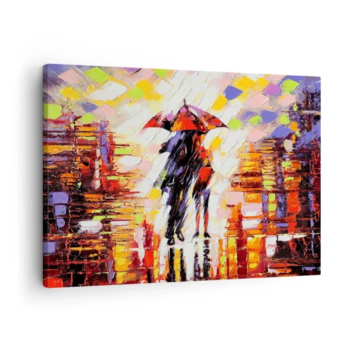 Cuadro sobre lienzo - Impresión de Imagen - Juntos a través de la noche y la lluvia - 70x50 cm
