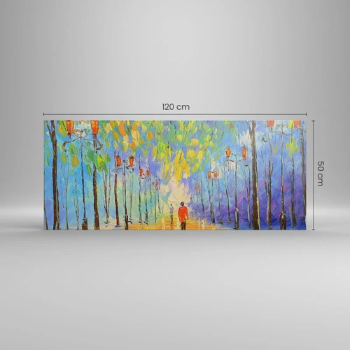 Cuadro sobre lienzo - Impresión de Imagen - La canción nocturna de la lluvia - 120x50 cm