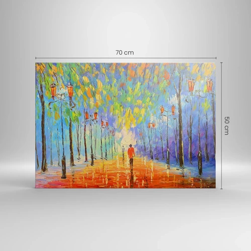 Cuadro sobre lienzo - Impresión de Imagen - La canción nocturna de la lluvia - 70x50 cm