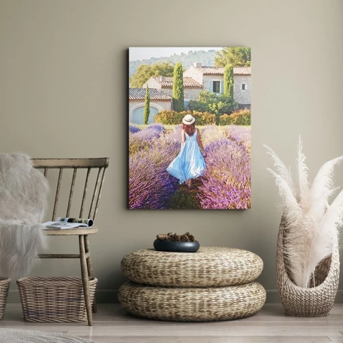 Cuadro sobre lienzo - Impresión de Imagen - La chica de la lavanda - 45x80 cm