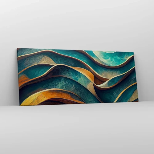 Cuadro sobre lienzo - Impresión de Imagen - Meandros de azul - 120x50 cm