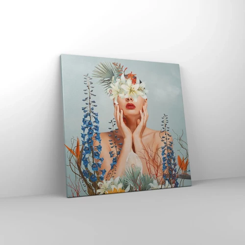 Cuadro sobre lienzo - Impresión de Imagen - Mujer-flor - 50x50 cm