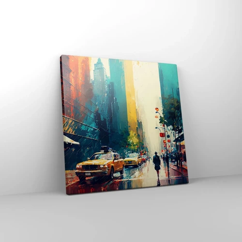 Cuadro sobre lienzo - Impresión de Imagen - Nueva York - hasta la lluvia es colorida - 30x30 cm