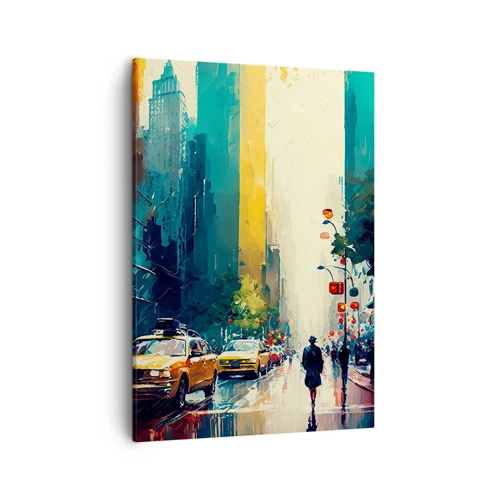 Cuadro sobre lienzo - Impresión de Imagen - Nueva York - hasta la lluvia es colorida - 50x70 cm