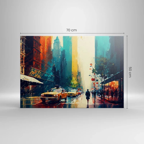 Cuadro sobre lienzo - Impresión de Imagen - Nueva York - hasta la lluvia es colorida - 70x50 cm