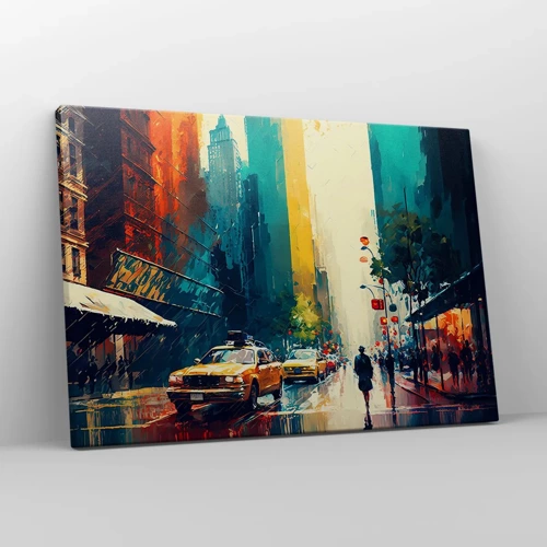 Cuadro sobre lienzo - Impresión de Imagen - Nueva York - hasta la lluvia es colorida - 70x50 cm