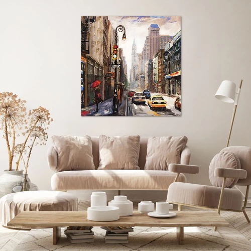 Cuadro sobre lienzo - Impresión de Imagen - Nueva York - también colorida bajo la lluvia - 40x40 cm