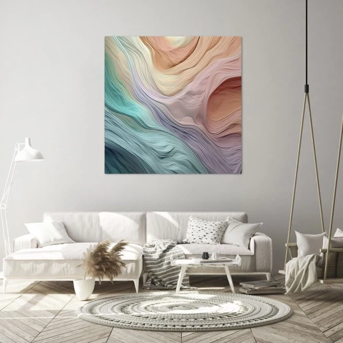 Cuadro sobre lienzo - Impresión de Imagen - Ola arco iris - 70x70 cm