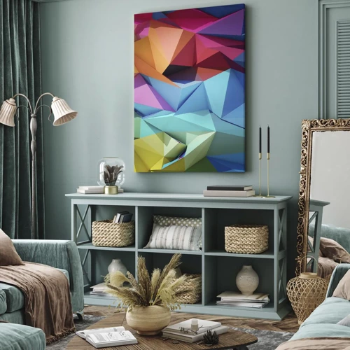 Cuadro sobre lienzo - Impresión de Imagen - Origami arco iris - 50x70 cm