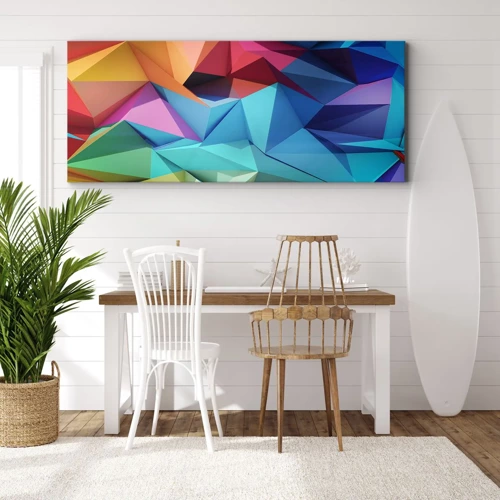 Cuadro sobre lienzo - Impresión de Imagen - Origami arco iris - 90x30 cm