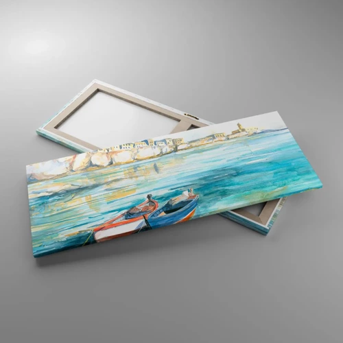 Cuadro sobre lienzo - Impresión de Imagen - Paisaje en azul - 100x40 cm