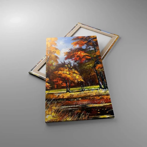 Cuadro sobre lienzo - Impresión de Imagen - Paisaje en dorado y marrón - 55x100 cm