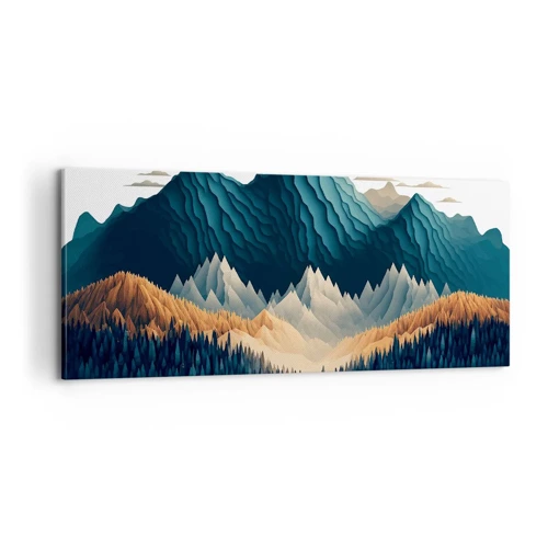 Cuadro sobre lienzo - Impresión de Imagen - Paisaje perfecto de montañas - 100x40 cm