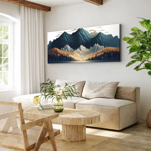 Cuadro sobre lienzo - Impresión de Imagen - Paisaje perfecto de montañas - 160x50 cm