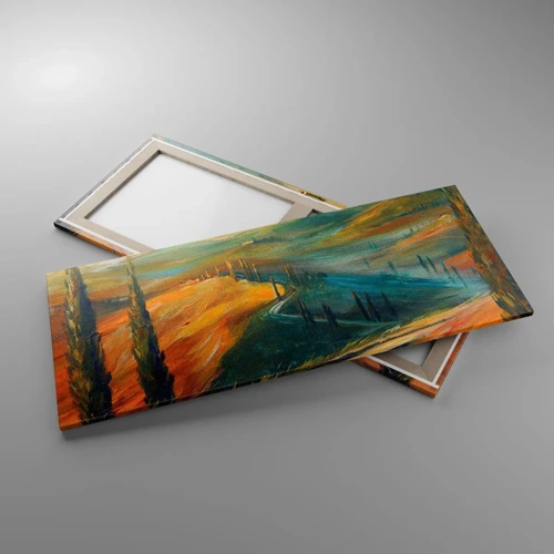 Cuadro sobre lienzo - Impresión de Imagen - Paisaje toscano - 120x50 cm