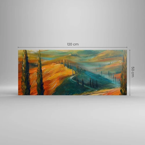 Cuadro sobre lienzo - Impresión de Imagen - Paisaje toscano - 120x50 cm