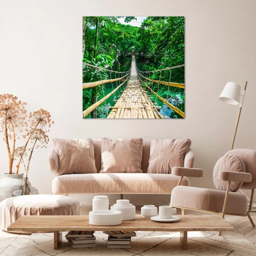 Cuadro sobre lienzo - Impresión de Imagen - Puente colgante sobre la vegetación - 40x40 cm