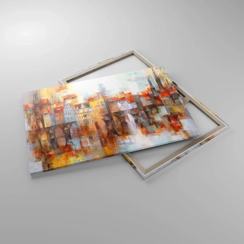 Cuadro sobre lienzo - Impresión de Imagen - Puente y ciudad - 120x80 cm
