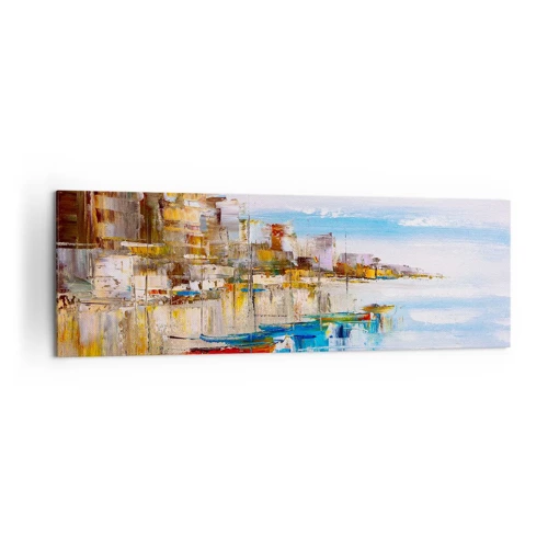 Cuadro sobre lienzo - Impresión de Imagen - Puerto urbano multicolor - 160x50 cm