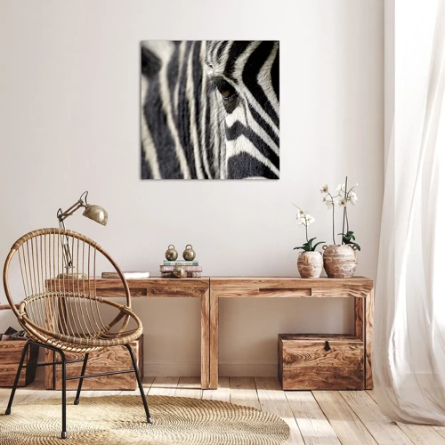 Cuadro sobre lienzo - Impresión de Imagen - Retrato a rayas - 40x40 cm
