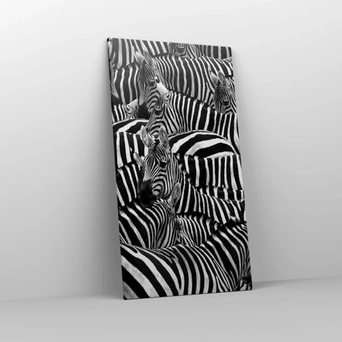 Cuadro sobre lienzo - Impresión de Imagen - Retrato a rayas - 65x120 cm