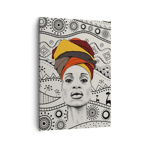 Cuadro sobre lienzo - Impresión de Imagen - Retrato africano - 50x70 cm