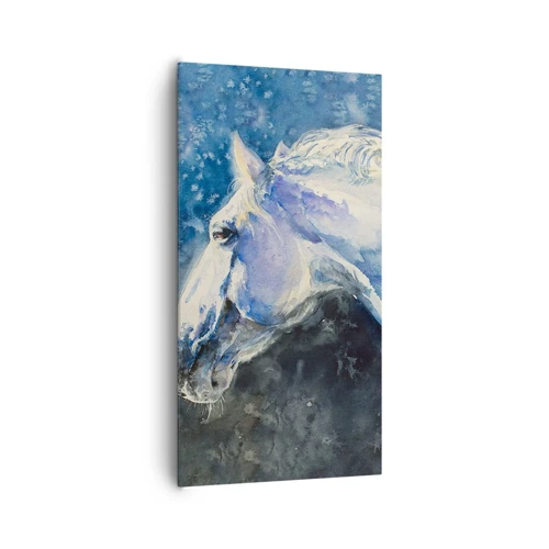 Cuadro sobre lienzo - Impresión de Imagen - Retrato en un resplandor azul - 65x120 cm