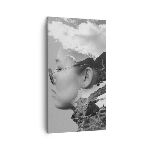 Cuadro sobre lienzo - Impresión de Imagen - Retrato sobre montañas y nubes - 45x80 cm