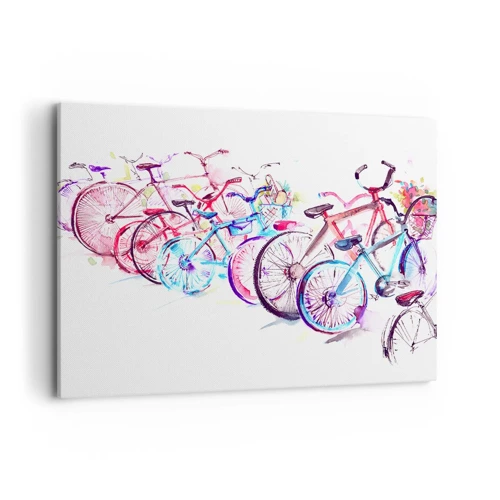 Cuadro sobre lienzo - Impresión de Imagen - Reunión de ciclistas - 100x70 cm