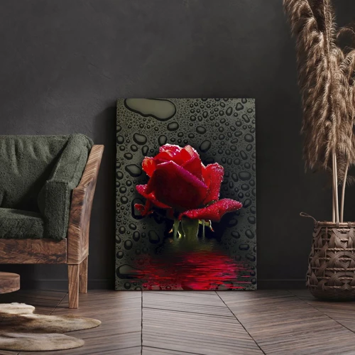 Cuadro sobre lienzo - Impresión de Imagen - Rojo y negro - 45x80 cm