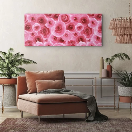 Cuadro sobre lienzo - Impresión de Imagen - Rosas abajo y arriba - 140x50 cm