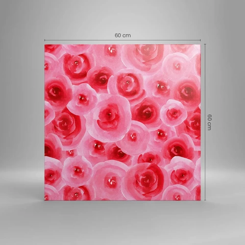 Cuadro sobre lienzo - Impresión de Imagen - Rosas abajo y arriba - 60x60 cm