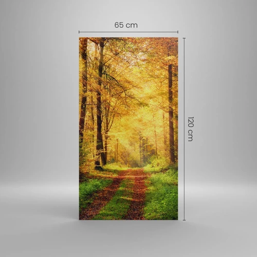 Cuadro sobre lienzo - Impresión de Imagen - Silencio dorado del bosque - 65x120 cm