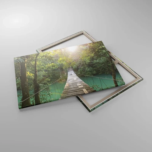 Cuadro sobre lienzo - Impresión de Imagen - Sobre el agua azul hacia el bosque - 120x80 cm