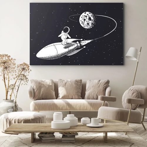 Cuadro sobre lienzo - Impresión de Imagen - Surfista espacial - 70x50 cm