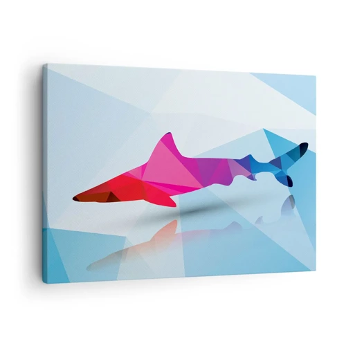 Cuadro sobre lienzo - Impresión de Imagen - Tiburón en espacio cristalino - 70x50 cm