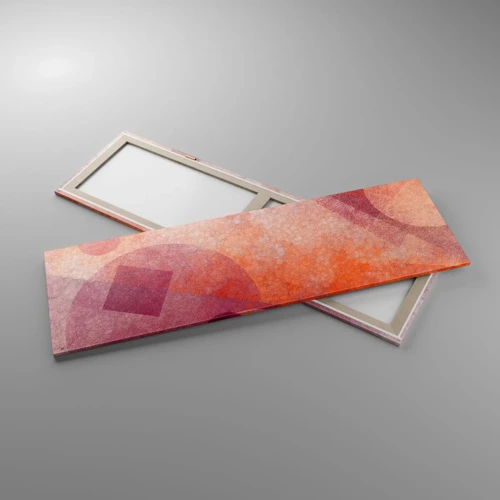 Cuadro sobre lienzo - Impresión de Imagen - Transformaciones geométricas en rosa - 160x50 cm