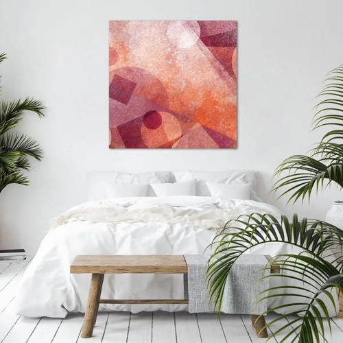 Cuadro sobre lienzo - Impresión de Imagen - Transformaciones geométricas en rosa - 40x40 cm