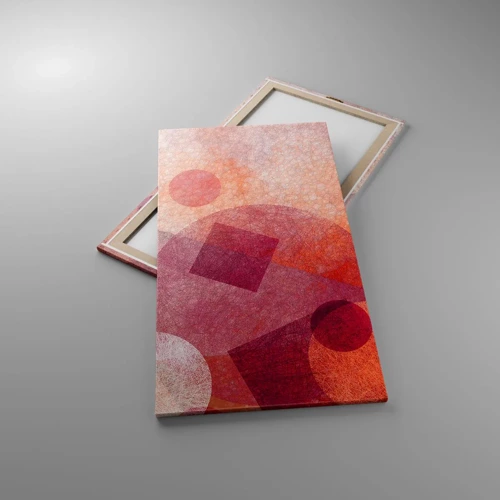 Cuadro sobre lienzo - Impresión de Imagen - Transformaciones geométricas en rosa - 65x120 cm