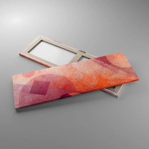 Cuadro sobre lienzo - Impresión de Imagen - Transformaciones geométricas en rosa - 90x30 cm