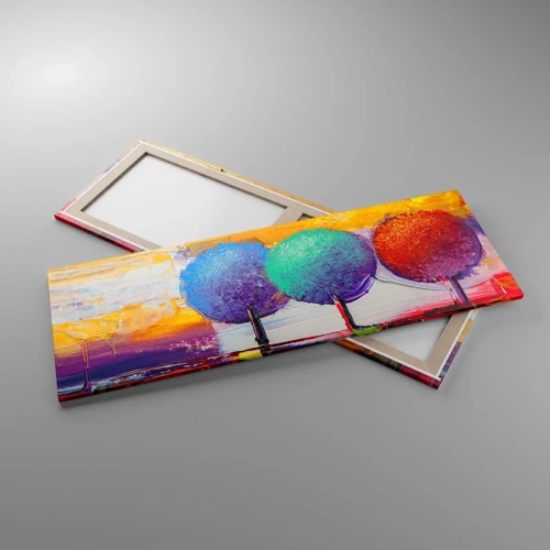 Cuadro sobre lienzo - Impresión de Imagen - Tres árboles coloridos - 140x50 cm