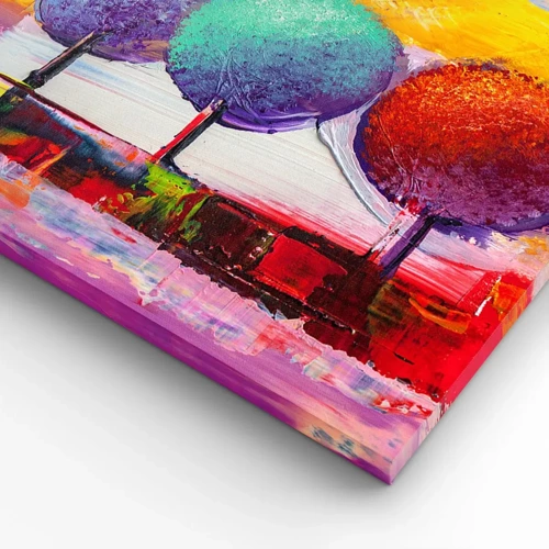 Cuadro sobre lienzo - Impresión de Imagen - Tres árboles coloridos - 90x30 cm